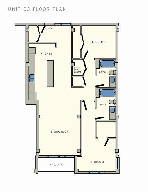 2 bed 2 bath B3 Floor Plan at Aviator at Brooks Apartments, Clear Property Management, San Antonio